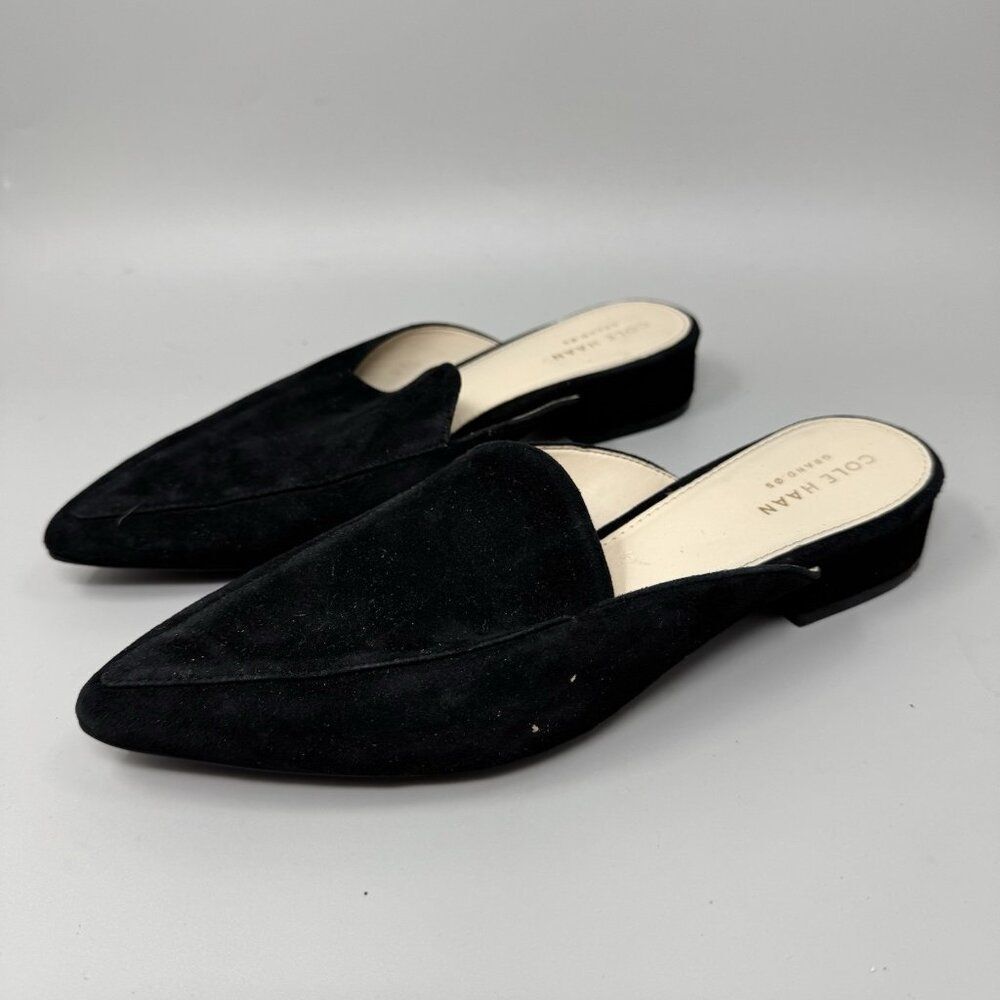 Cole Haan Womens Black Suede Piper Mule Slip On Preppy Pointed Toe Size 6.5B - Picture 3 of 7